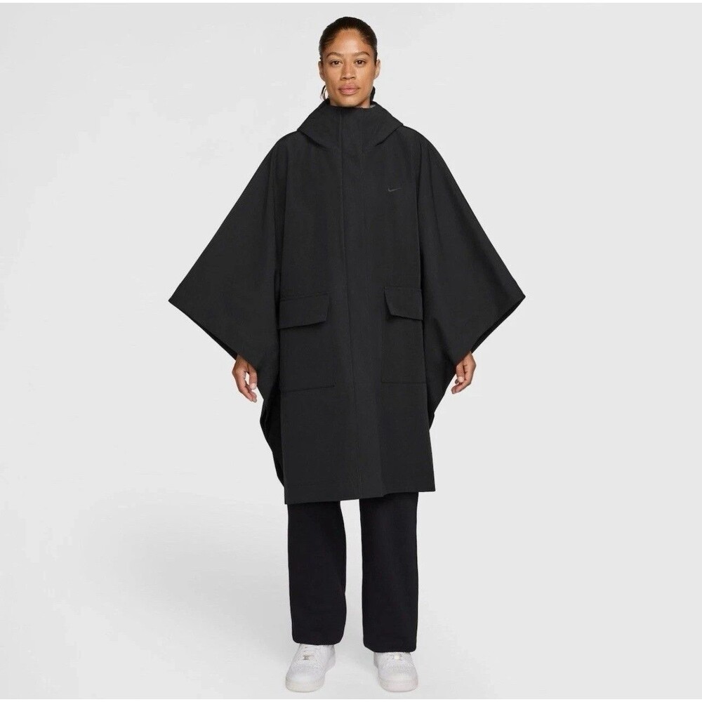 Womens One Size Nike Sportswear Tailored Rain Poncho Black HV5131-010